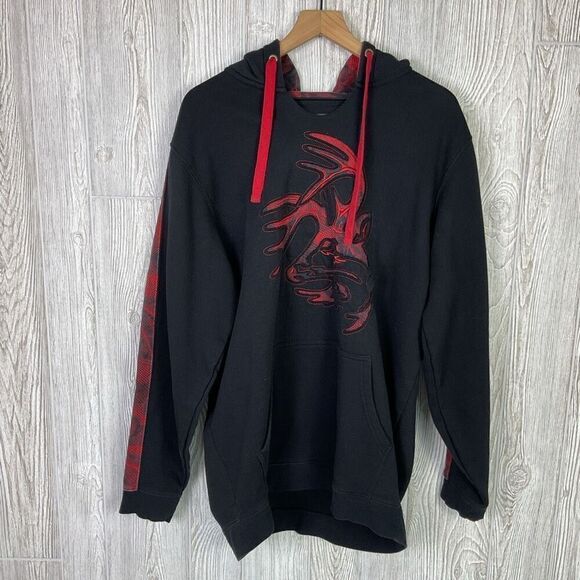Legendary Whitetails The Outfitter Men's Large Tall Black Red Hoodie Sweatshirt - Picture 2 of 6